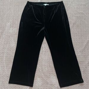 Chico’s Womens Black Velvet Pull On Wide Leg Pants